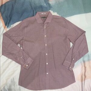 Express Men's Red Checkered Shirt Size Large Fitted